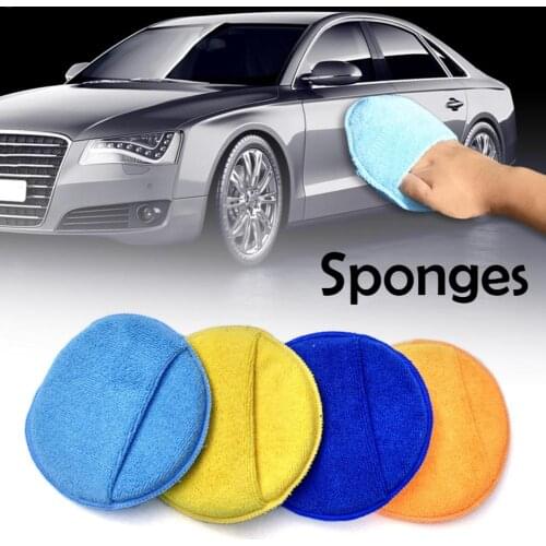 1Pc Soft Microfiber Car Wax Polish Foam Sponge Hand Soft Wax Yellow Sponge Pad For Car Detailing Care Wash Clean