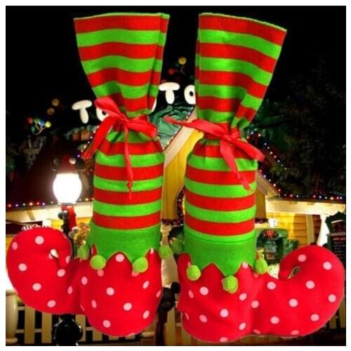 1PC Santa Gift Elf Christmas Stockings Boots Party Candy Bag Pouch Xmas Decor Kids Gift Holders Party Supplies Wholesales