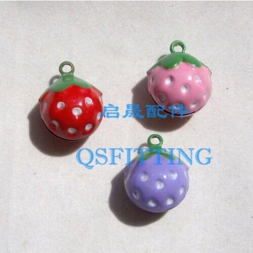 10pcs Jewelry Accessories 22mm Cartoon Strawberry Red/Pink/Purple Color Door Bell For Home Decoration
