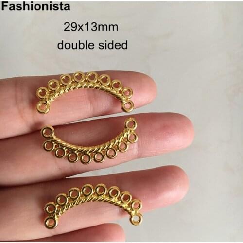 100 pcs - Double Sided Moon Shape Jewel Connectors 29x13mm Multi-loop Metal Connectors For Earrings DIY,Metal Filigrees -U