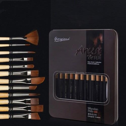 12 nylon watercolor pens professional gouache acrylic paint brush for beginner hand-painted paint pen with iron box art supplies