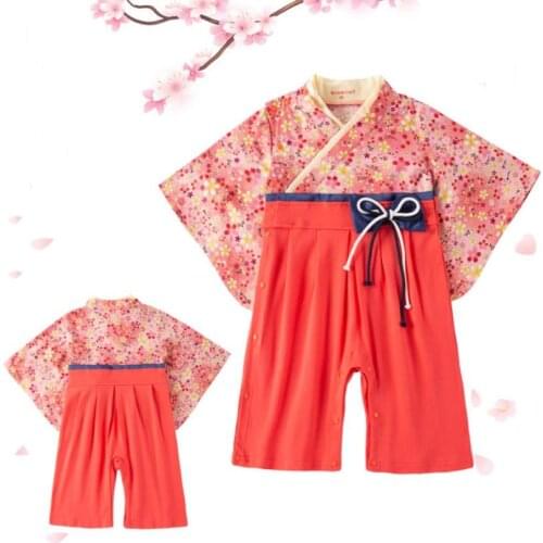 2PCS Baby Boys Clothes Japanese Style Kids Romper Retro Bathrobe Uniform Infants Pajamas Long Sleeve Printed Kimono A208
