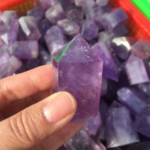 48g Natural Clear Amethyst Quartz Crystal Point Wood Wand Obelisk Healing