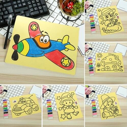 5Pcs DIY Color Sand Painting Drawing Art Crafts Educational Kids School Toy New
