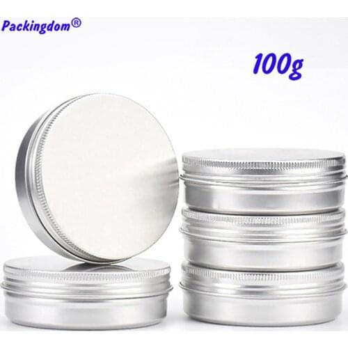 50pcs Aluminum Jar Refill Cosmetics Container Empty Candle Holder with Screw Lids Storage Box PE Pads Leakproof Packaging 100g