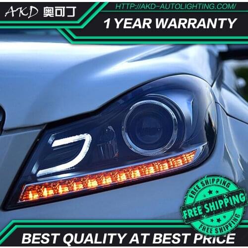 AKD tuning cars Headlight For Benz W204 C180 C200 C260 Headlights LED DRL Running lights Bi-Xenon Beam Fog lights angel eyes