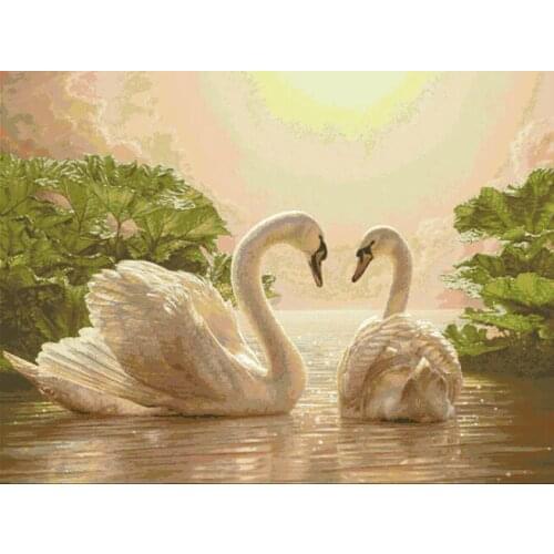FREE delivery Top Quality popular counted cross stitch kit swan lake, two swans