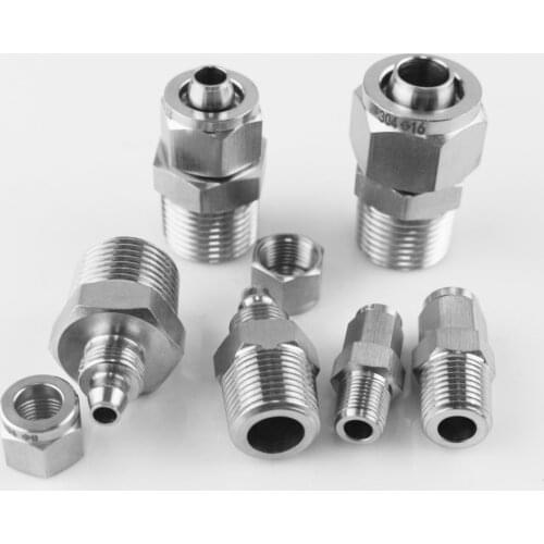 Fast twist lock nut 4mm-14mm OD Tube Stainless Steel SS 304 Pipe Fittings Connector 1/8" 1/4" 3/8" 1/2" male thread