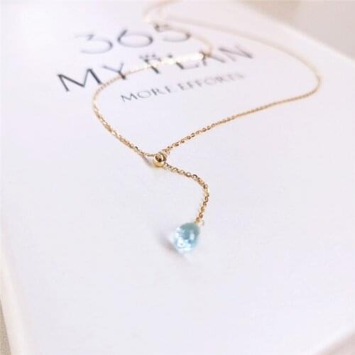 DAIMI 5-6mm Blue Topaz Pendant Gemstones 925 Sterling Silver Pendant Necklace For Women Gift