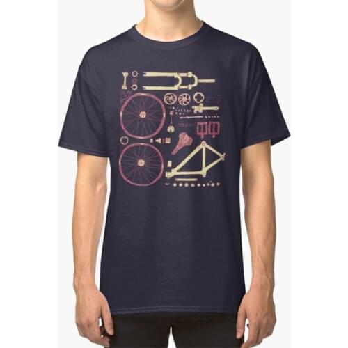 Bicycle Parts T - Shirt Urban Cycle Bike Organized Pedals Ciclism Cyclist Pattern Mechanical Technical