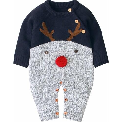 Baby Clothes Boy Girl Clothes Romper Long Sleeve Autumn Winter Jumpsuit Christmas Newborn Clothing Cartoon Animal