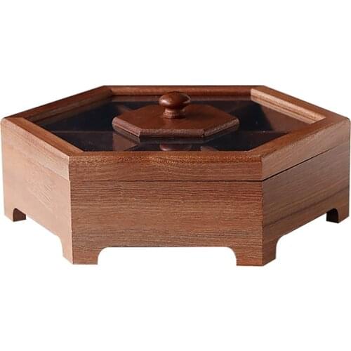 European creative solid wood candy box with lid dry fruit snack box home wooden nuts melon storage box wedding gift