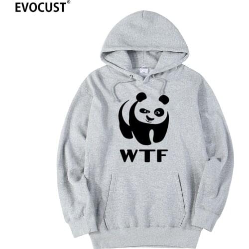 Wwf WTF funny faces Panda men Hoodies Sweatshirts women unisex Combed Cotton