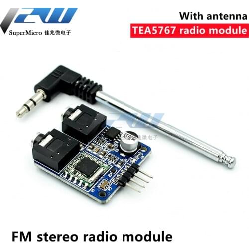 TEA5767 FM Stereo Radio Module, 5V, for Arduino Radio 76-108MHZ, I2C Communication with Free Cable Antenna