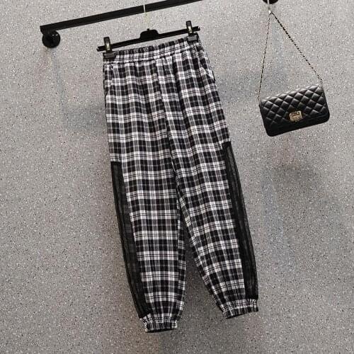 Huan-Qing Women's Plaid Trousers