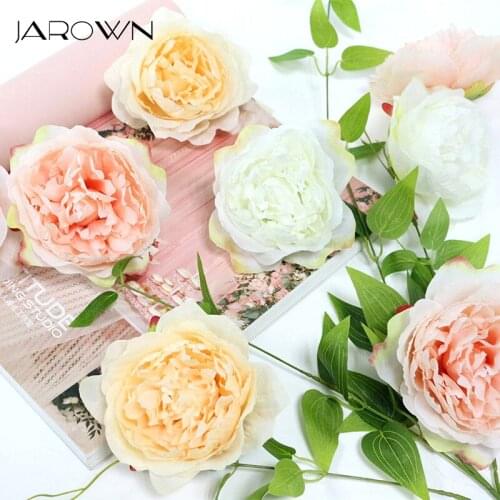 JAROWN European Tea Rose Flower Head Artificial Peony Flower Photography Background Wall Wedding Decor Handmade DIY Fake Flowers
