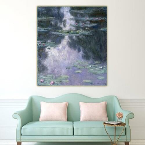 Canvas Oil Painting Claude Monet"Water Lilies,1907"Wall Aesthetic Western Art Decor Poster Home Room Interior Decoration