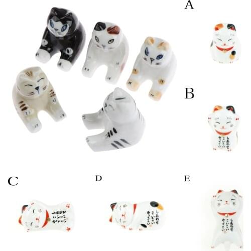 Nail Art Brush Holder Set Ceramic Cat Design Pen Displayer Stand Tools Acrylic UV Gel Brush Rest Holders For Nail Decorations