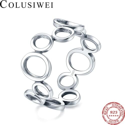 Colusiwei New 100% 925 Sterling Silver Irregular Honeycomb-Shape Ring for Women Minimalist Geometric Finger Ring Unique Jewelry