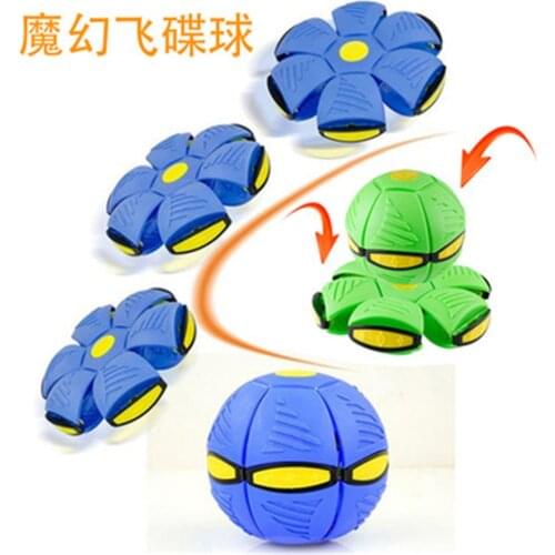 Flying UFO Flat Throw Disc Ball Toy Kid Outdoor Garden Football Game Magic UFO Deformation Flying Ball Funny Training Toys