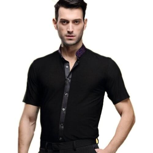 Mens New Square Dance Clothing Adult Short-sleeved Ballroom Dancing Shirt Rumba Samba Modern Dance Costume B-4235