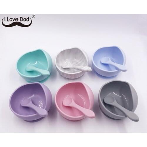 1 Set Soft Silicone Baby Feeding Bowls Set Food Tableware Candy Color Kids Dishes Non-Slip Baby Dinnerware Baby Training Bowls