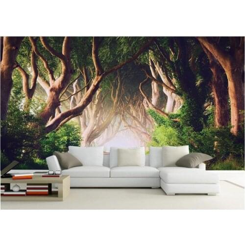 Custom mural 3d photo wallpaper Beauty green woods trees tv background living room Home decor wallpaper for wall 3 d