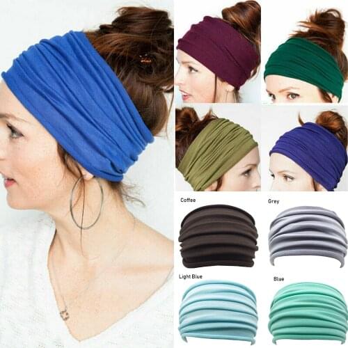 Non-slip Elastic Folds Yoga Sweatband Fashion Wide Sports Headband Fitness Running Hair band Accessories Summer Stretch Headwear