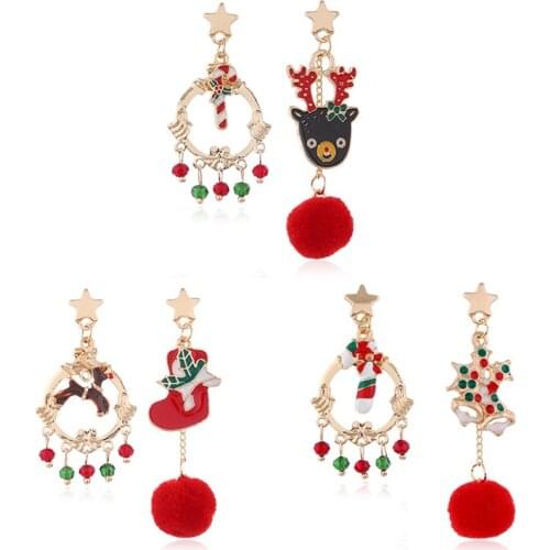 New Hot Christmas Cartoon Elk Bell lollipop christmas boots Big Drop Earrings For Women Jewelry Pendientes boucle d'oreille