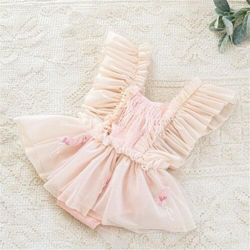 Newborn Infant Baby Girl Sweet Ruffle Sleeve Patchwork Romper Jumpsuit Outfits Sunsuit Baby Girl Summer Clothing 0-24M