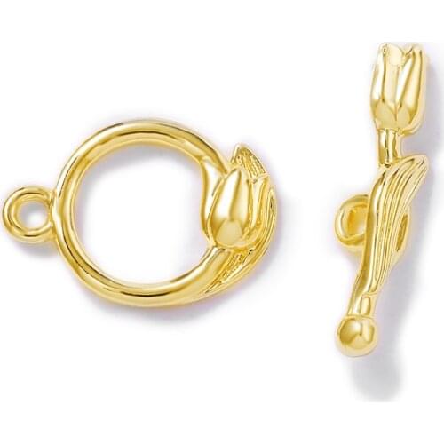 Factory Wholesale Gold Color Brass Rose Connectors For Necklace and Bracelet Clasps Diy Jewelry Making Supplies Accessories