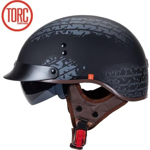 Original TORC T55 half face motorcycle helmet with internal controllable sunglasses DOT approved light weight chooper helmet