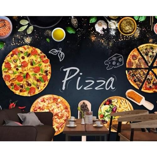 Custom mural wallpaper 3D personalized pizza shop blackboard newspaper background wall