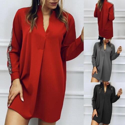 Casual Sequin Dress Women 2021 Spring Summer Glitter Dress Long Sleeves Elegant Club Party Dress Women Evening Loose Mini Dress