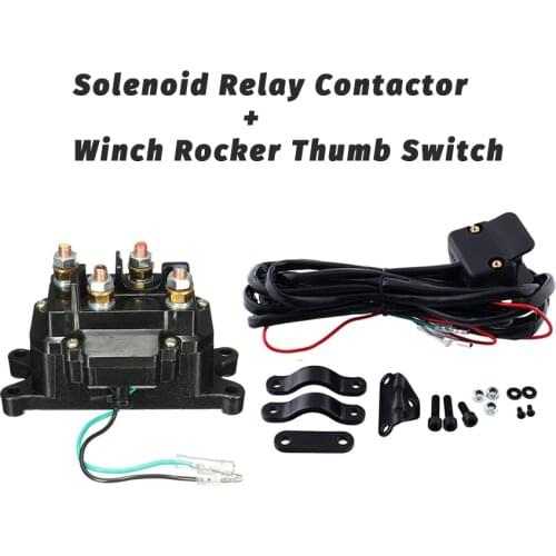 Professional Car Offroad Solenoid Relay Contactor+ Winch Rocker Thumb Switch Kit
