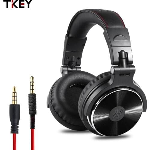 TKEY Head-mounted Wired Headset Sound Card Stereo For musical Anchor DJ Foldable Noise Reduction Earphones With Microphone