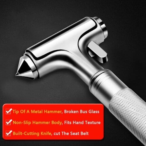 QHCP Car Hammer Safety Window Glass Breaker Seat Cutter Life Premium Vehicle Survival Metal Emergency Rescue Defense Tool 170mm