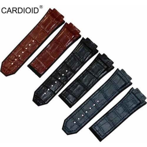High quality 29mmx19mm leather and silicone strap for HUBLOT KING POWER 48mm watch strap bracelet watchbands