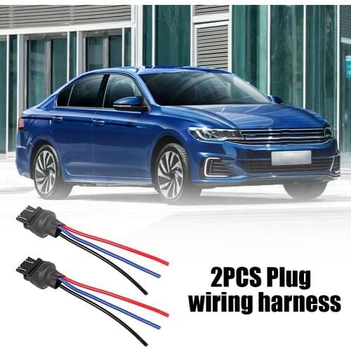 2pcs Tail Light Stop Lamp 3157 Male Adapter Wiring Harness 2-Wire Pigtails for Car DRL Brake Tail Light Stop Lamp