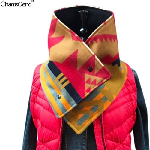 Boho Style Warm Scarf Women Stand Collar Button Scarves Neck Wraps Shawl Neck Rings Ladies Winter Scarf Neck Warmers