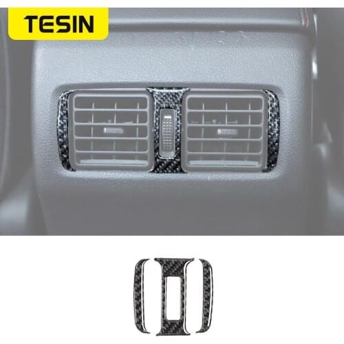 TESIN Soft Carbon Fiber Car Rear Seat Air Outlet Vents Switch Decoraion Cover Stickers Accessories For Toyota 4 Runner 2010