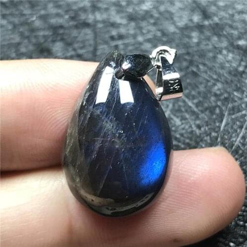 Top Natural Labradorite Pendant For Woman Man Blue Light Crystal 21x15x8mm Moonstone Stone Beads Silver Fashion Jewelry AAAAA