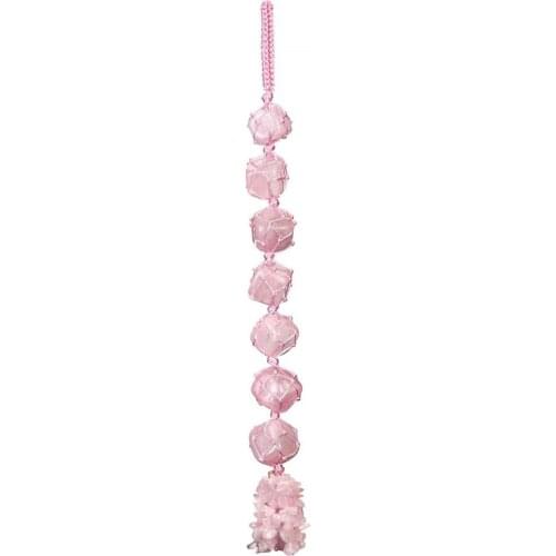 FYJS Unique Handmade Weave Irregular Shape Rose Pink Quartz Pendulum for Scrying Pendant Amethysts Stone Jewelry
