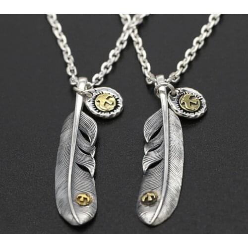 S925 Sterling Silver Jewelry Takahashi Goro Retro Thai Silver Personality Handmade Eagle Feather Pendant