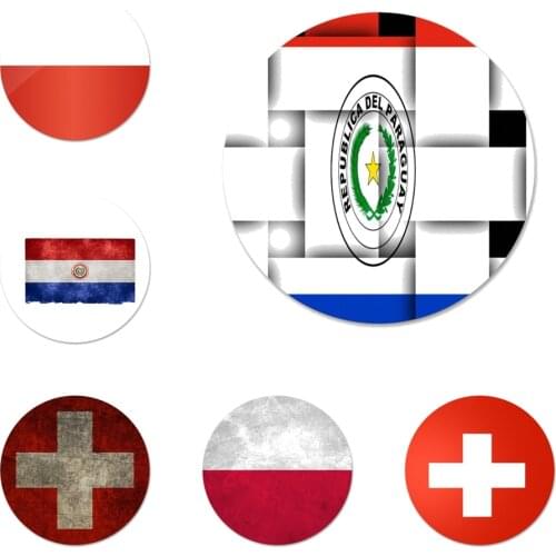 National flag Poland Switzerland Paraguay Icons Pins Badge Decoration Brooches Metal Badges For Clothes Backpack Decoration 58mm