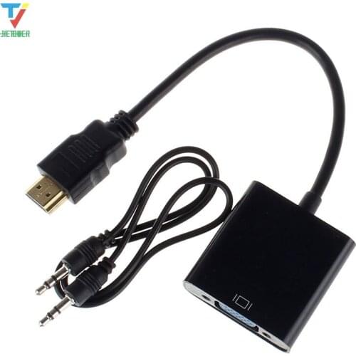 100pcs/lot Male to Female HDMI VGA Video adaptor HDTV CRT Monitor TV for PS3HDMI to VGA 3.5mm plug Audio Cable Adapter Converter