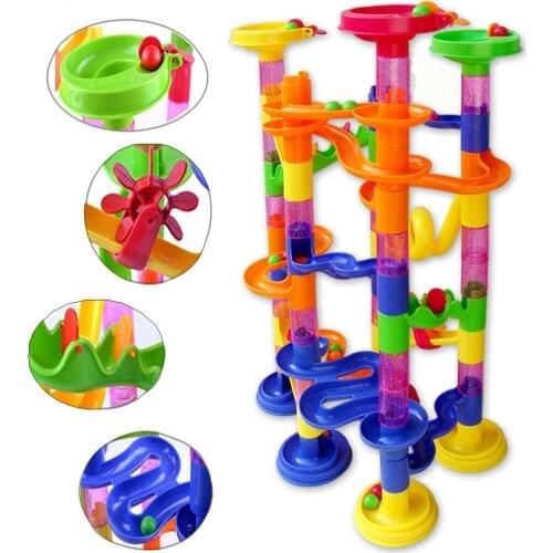 105Pcs DIY Construction Marble Race Run Maze Balls Track Building Blocks Plastic Educational Toys for Children