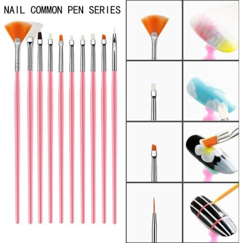 15pcs Nail Set Pen Design Painting Superfine Line Drawing Pen Plastic Wooden Handle Acrylic Nail Phototherapy Pen Tool Wholesale