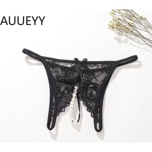3 SIZE M L XL Hot Erotic Sexy Panties Open Crotch With Pearl Porn Lace Thongs And Briefs G Strings Underwear Women Sexy Lingerie