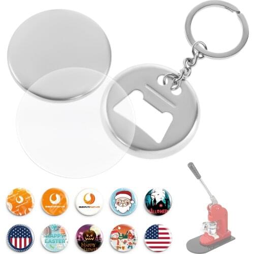 44mm 58mm KeyChain Bottle Opener Badge Button Supply Base Parts Materials 100 Sets For Pro Badge Button Maker Machine